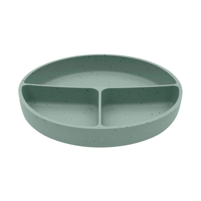 Plato con Divisiones y Base Antideslizante Silicón Platino Menta