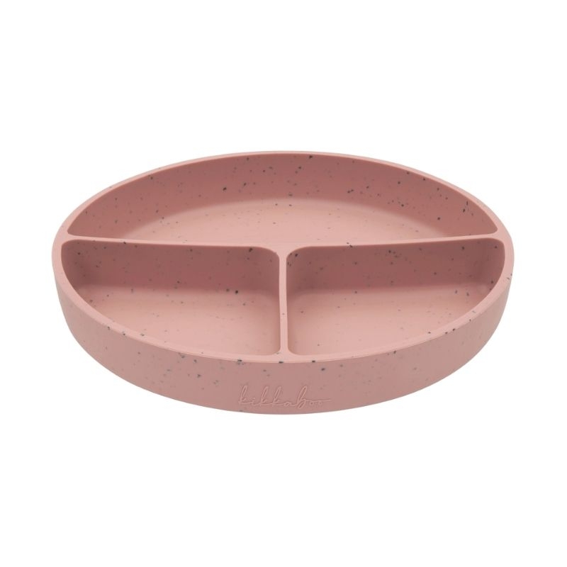 Plato con Divisiones y Base Antideslizante Silicón Platino Rosado