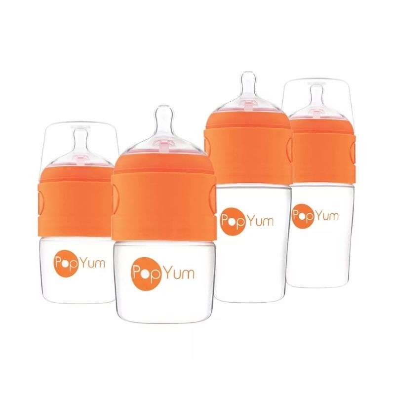 Set de Biberones Anticólicos con Contenedor de Fórmula 5 y 9 Oz Naranja 4 Unidades