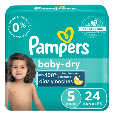 Pañales Baby Dry #5 Pampers 24 Und/Paq