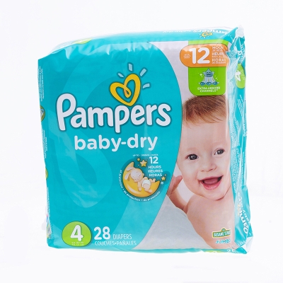 Pañales Baby Dry #4 Pampers 28 Und/Paq