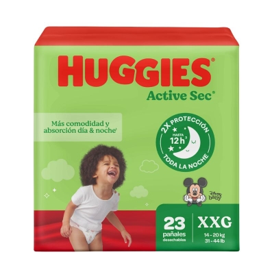 Pañales Huggies Active Sec Etapa 5/XXG 23 Unidades