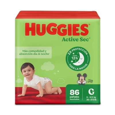 Pañales Huggies Active Sec Etapa 3/G 86 Unidades