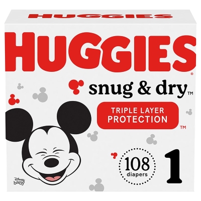 Pañales Snug & Dry #1 Huggies 108 Und/Paq