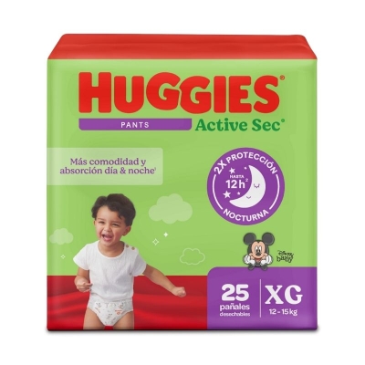 Pañales Huggies Active Sec Pants Etapa 4/XG 25 Unidades
