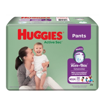 Pañales Desechables Huggies Active Sec Pants Talla Xg 30 Und/Paq