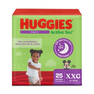 Pañales Huggies Active Sec Pants Etapa 5/XXG 25 Unidades