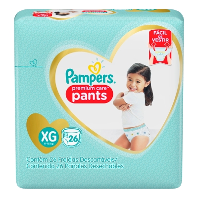 Pañales Premium Care Pants Xg  (11-15 Kg) Pampers 26 Und/Paq
