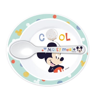 Stor Plato Hondo con Cuchara Mickey Mouse