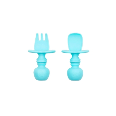 Cubiertos Con Tope Silicona Azul