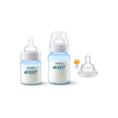 Set Biberónes  4/9 Oz  Anti-Cólicos Azul