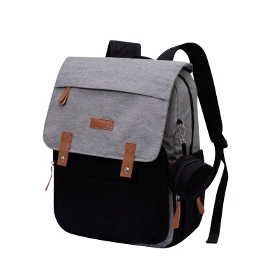 Mochila Pañalera  Gris con Negro