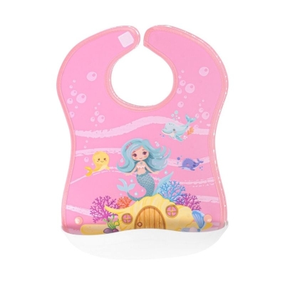 Babero con Bolsillo Plástico Rosado