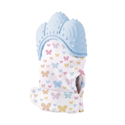 Guante con Mordedor Silicón Celeste