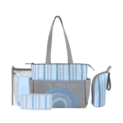 Pañalera Tote Lineas Azules