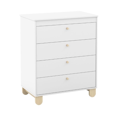 Cómoda Infantil Matic  Blanca con Patas de Madera Natural