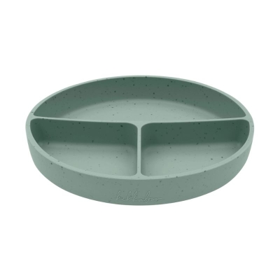 Plato con Divisiones y Base Antideslizante Silicón Platino Menta