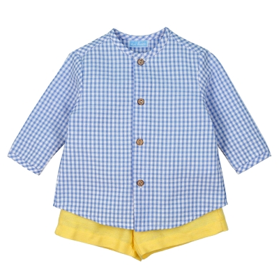 Conjunto Camisa Mangas Largas Amarillo/Azul Emma