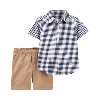 Conjunto Camisa Cuadros Azul Carter's