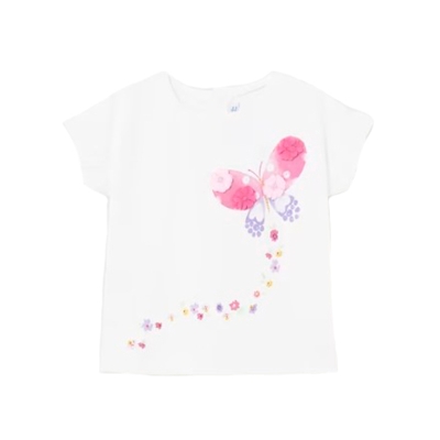 Camiseta Para Niña Blanco Mariposa