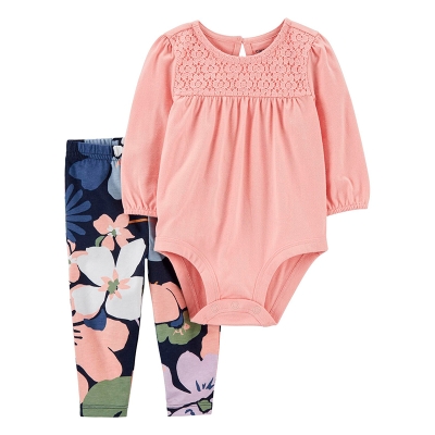 Conjunto Flores Rosadas & Azul Marino