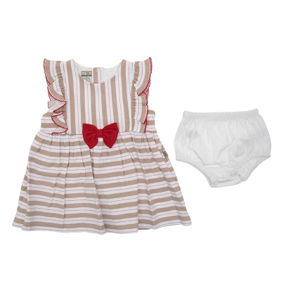 Vestido Para Niñas a Rayas Crema