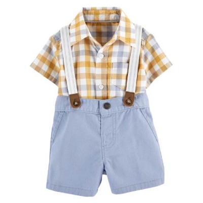 Carter's Conjunto con Breteles y Camisa a Cuadros