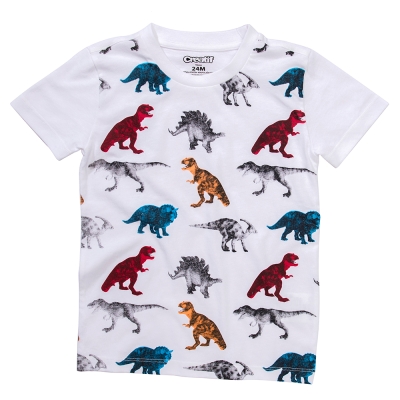 Camiseta Blanca con Estampado de Dinosaurio